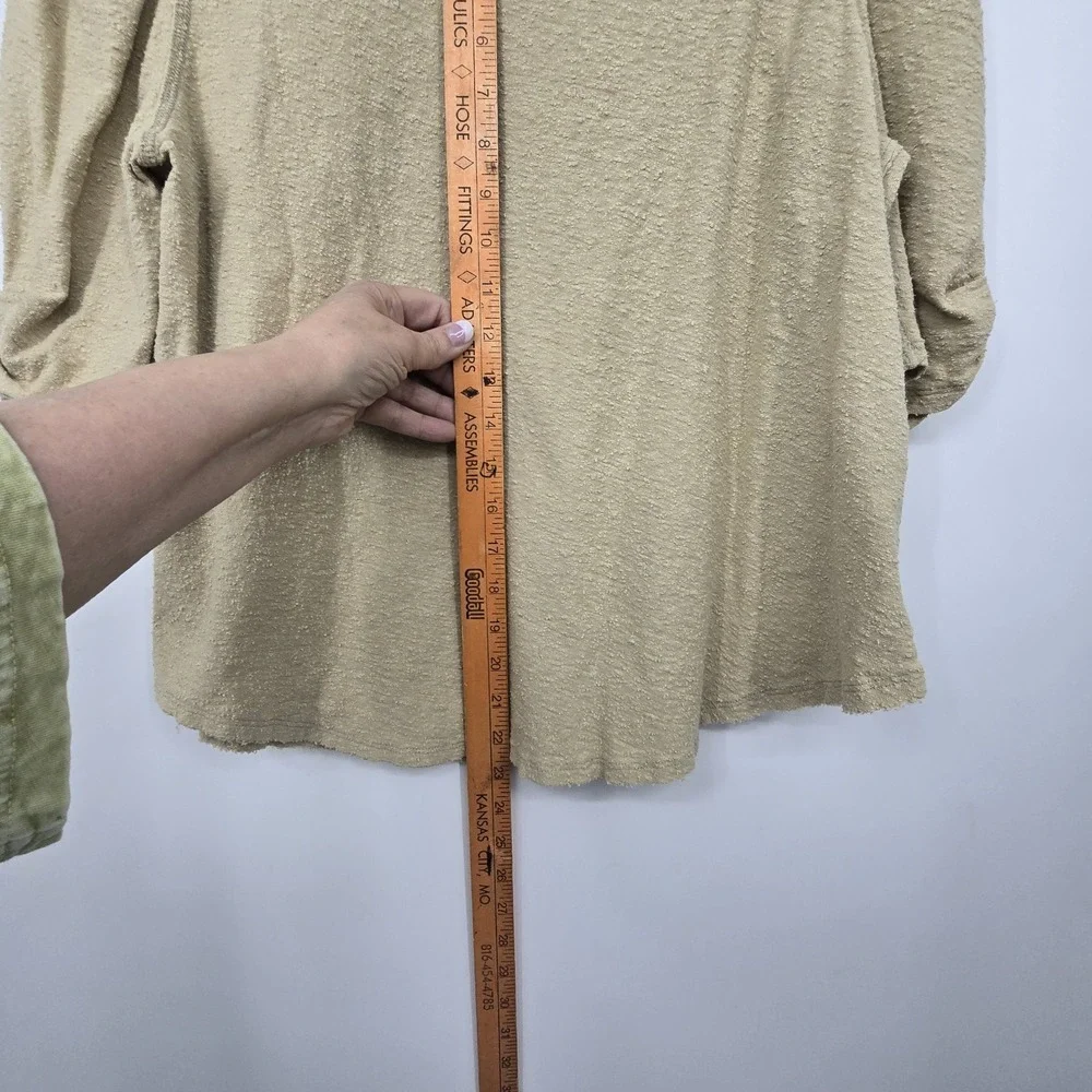 Free People Just A Puff Top Women's SM Beige Nubby Linen Cotton Natural Neutral‎